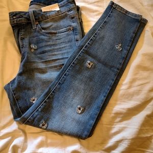 Lauren Conrad jeans super skinny embroidered flowers details sz 10